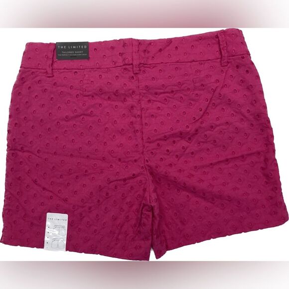 The Limited Tailored Shorts 4 Hot Pink Eyelet 100 Cotton Solid Flat Front NWT - Picture 2 of 11